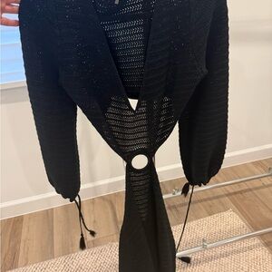 DEVON WINDSOR Black Knit Long-Sleeve Dress with Ring Detail